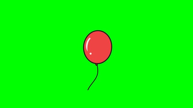 Animated Red Balloon Floating Against a Bright Green Screen Background.