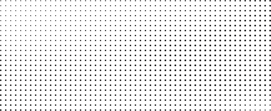 Minimalist halftone pattern with black square dots, abstract geometric vector background, modern pop art texture for graphic design and web overlays