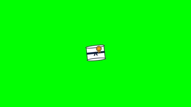 Animated Karate Headband Icon Rotating on Green Screen Background.
