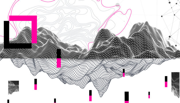 Abstract art wireframe background. Modern science or technology art elements. Surface illustration.