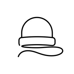 Fototapeta premium Single line drawing of a winter beanie hat.