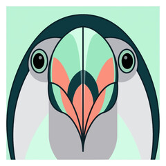 Fototapeta premium Symmetrical geometric toucan bird portrait.