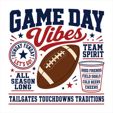 Game Day Vibes American Football Tailgate Typography Design