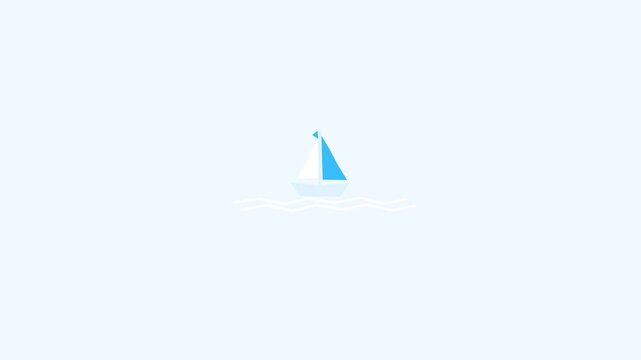 Minimalist Sailboat Icon Animation on Soft Blue Background.
