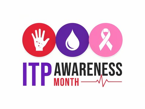 ITP Awareness Month concept design with medical icons and text