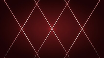 Obraz premium Burgundy leather diamond pattern background with metallic rose gold trim luxury quilted texture elegant dark red upholstery design for premium interior fashion wall panel decoration.