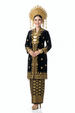 smiling indonesian woman wearing traditional minangkabau