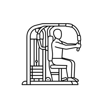 Pec Deck Fly Machine Outline Vector Icon &ndash; Chest Workout Gym Equipment
