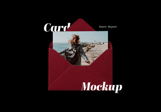 Card with Red Envelope Mockup