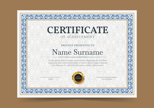 Certificate diploma design template. award background with stamp vector illustration