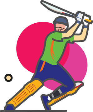 Cricket Player Sports Swinging Bat Trending Now Vector