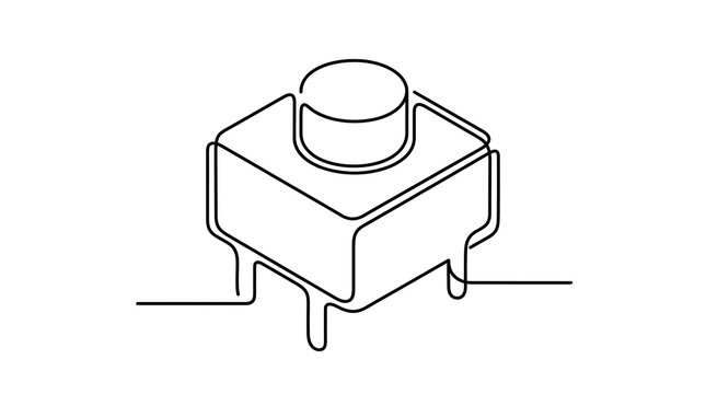 Continuous line art illustration of a tactile push button switch