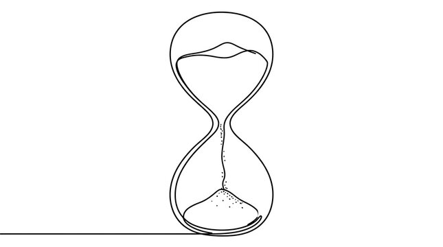 Continuous Line Drawing of Hourglass Sand Timer Time Concept