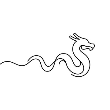 Minimalist dragon line art vector illustration.