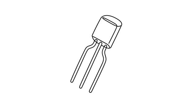 Transistor Electronic Component Continuous Line Art Drawing