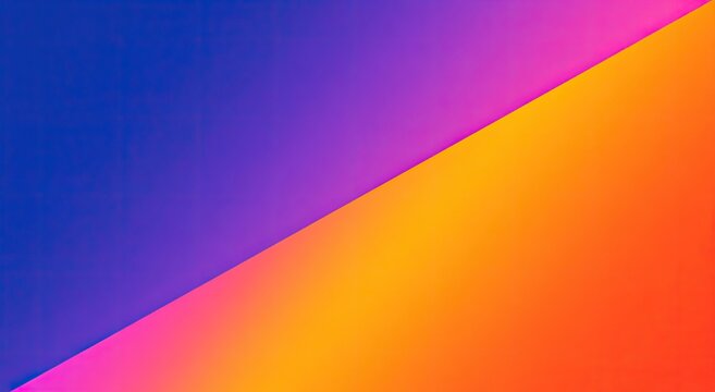 Gradient divided diagonally from cool purple to warm orange and pink hues