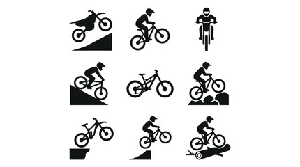 Fototapeta premium Bicycles and riders in motion downhill.