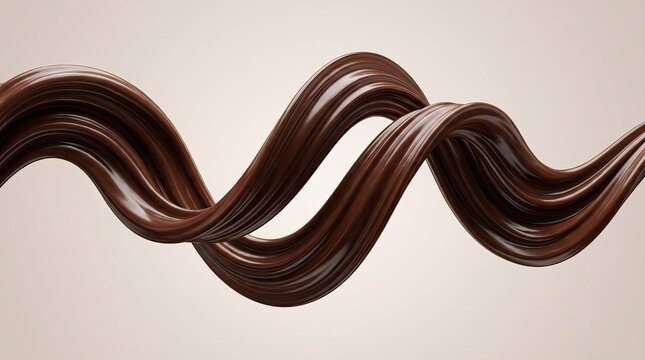 Flowing Brown Chocolate Cream Splash Swirl Isolated on brown Background 