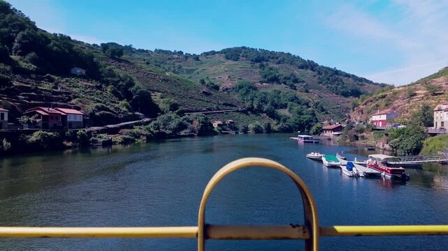 Crossing a bridge over the Douro river valley in Portugal