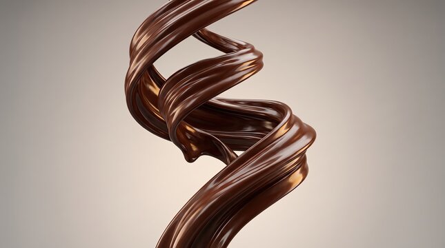 Flowing Brown Chocolate Cream Splash Swirl Isolated on brown Background 