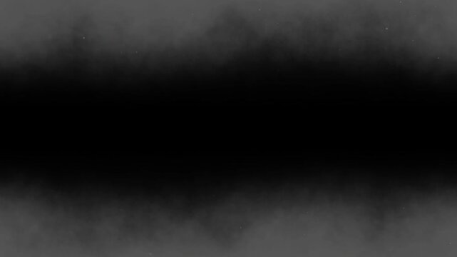 White fog and smoke border overlay with soft drifting mist on a seamless black background