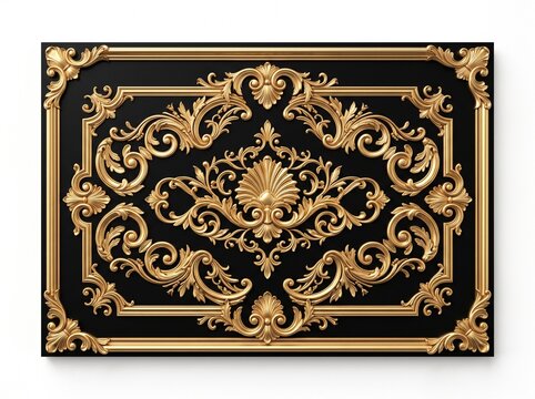 Luxurious golden baroque ornament on a black background