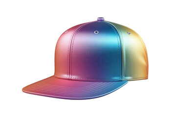 Fototapeta premium Glossy rainbow gradient baseball cap with flat brim