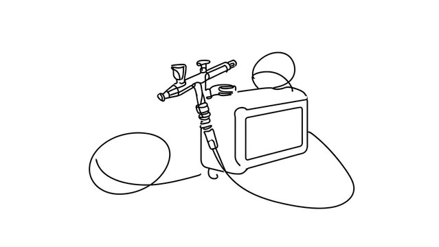 airbrush and television on white background.