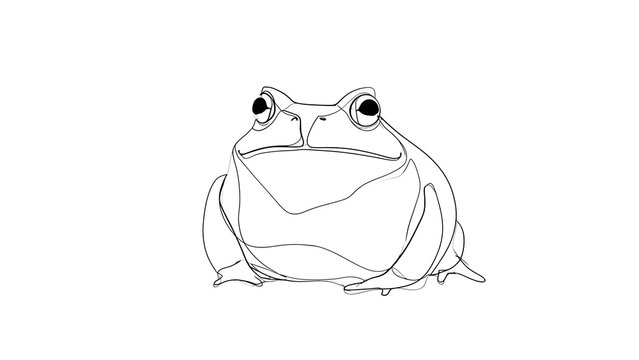 Cute cartoon frog illustration white background.