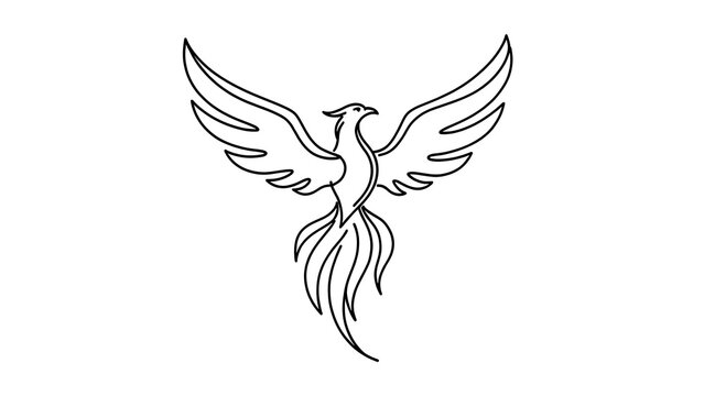 Elegant phoenix bird logo white background.