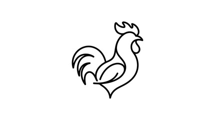 Minimalist rooster outline illustration, elegant bird silhouette on white background, simple line art © nenekmoyang