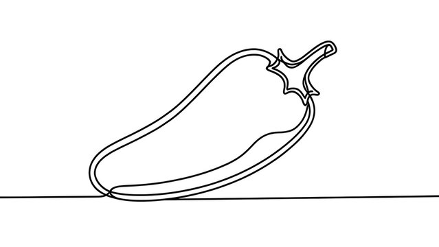 Line art chili pepper illustration white background.