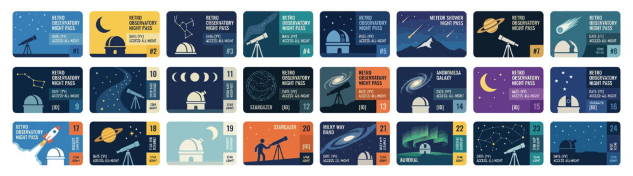 Astronomy Observation Tickets: Telescopes, Constellations, Galaxies, Planets