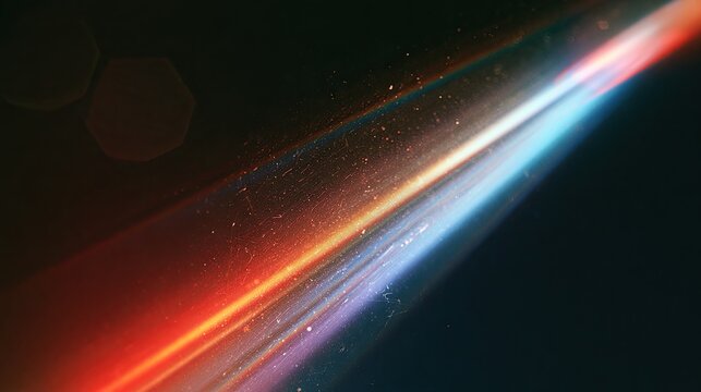 Streaking lights with lens flare, particulate matter, and bokeh effects
