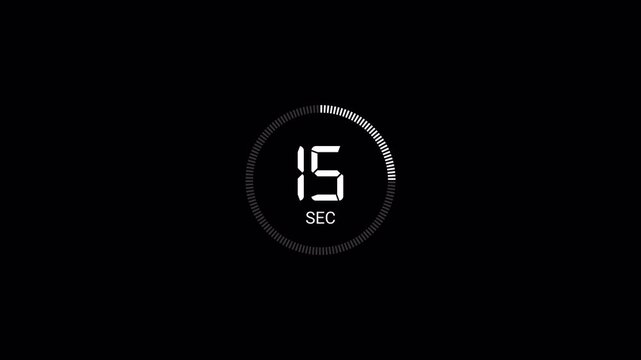 20 second countdown video animation, twwnty secound countdown timer, moderan countdown animation of 20 sec on transparent background with alpha channel.