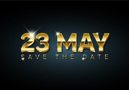 Editable Save The Date Golden Text Card Template