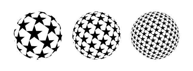 Ball Sphere With Five Points Star Pattern Vector Illustration Set
