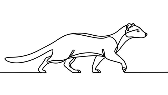 Minimalist weasel illustration on white background.