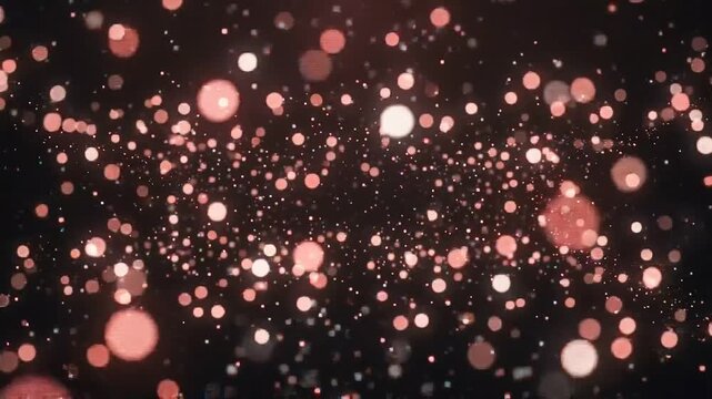 Rose Gold Glitter Particles Floating Against A Dark Abstract Background