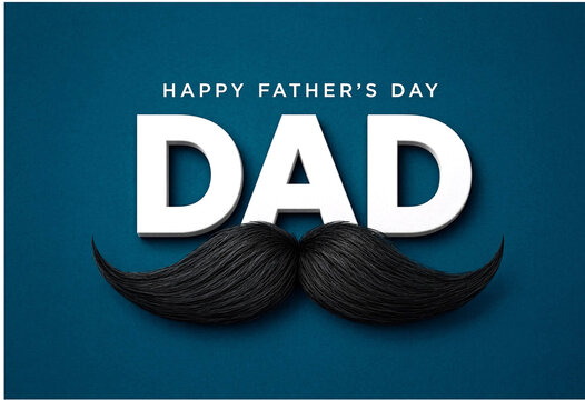Happy fathers day creative greeting card with stylish mustache and bold dad text design
