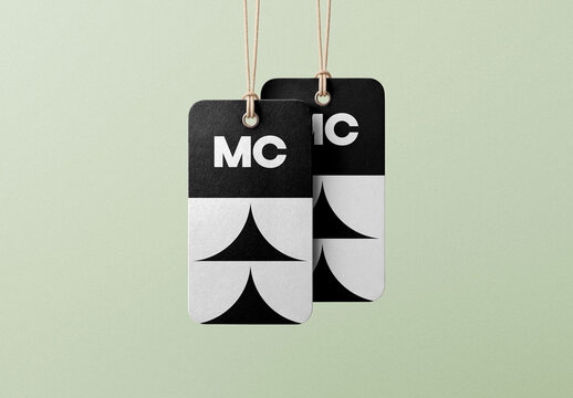 Tall Rounded Hanging Tag Mockup