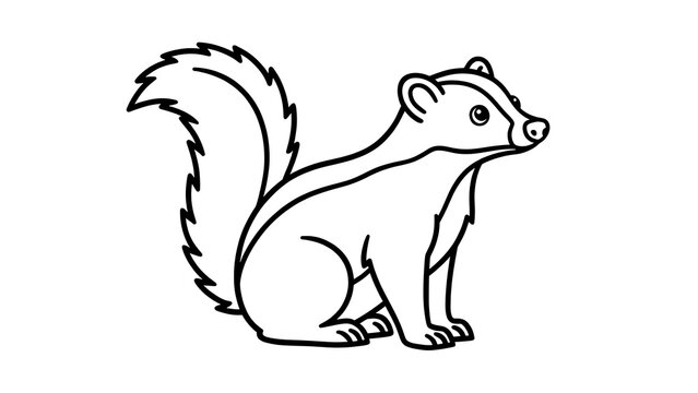Cute cartoon weasel illustration white background.