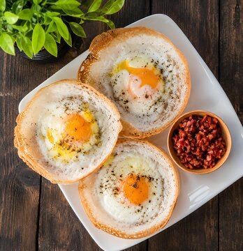 Traditional Sri Lankan Egg Hoppers (Appa) with Sunny Side Eggs