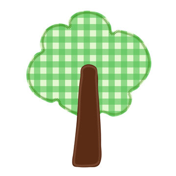 tree ilustration with gingham pattern
