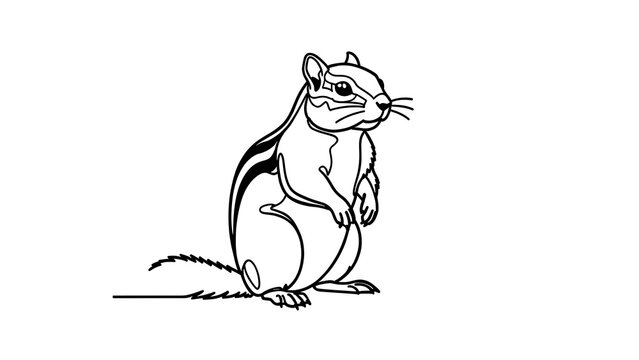 Cute cartoon chipmunk illustration white background.