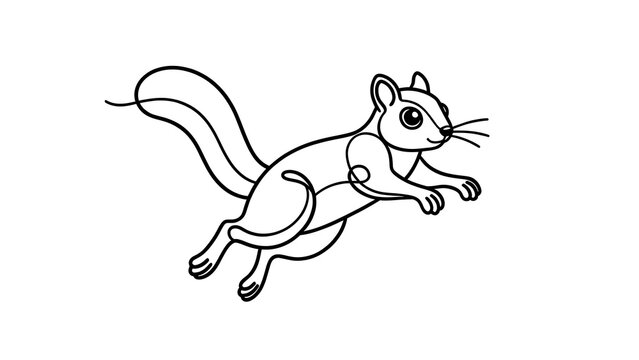 Cute cartoon squirrel jumping white background.