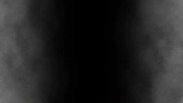 Vertical fog and smoke border overlay with soft drifting mist on a seamless black background for mystical transitions
