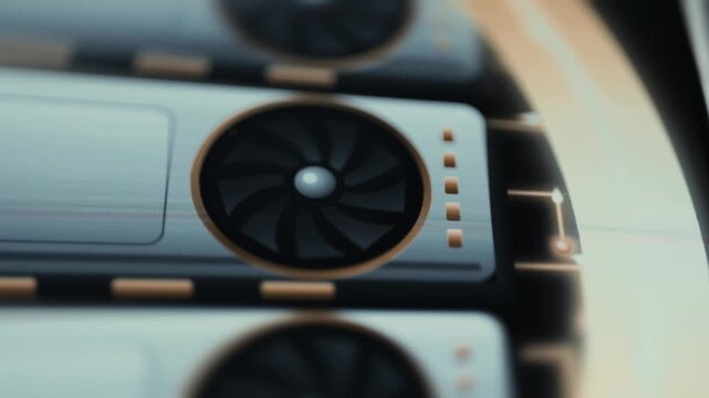 GPU Cooling Fan and Accelerator Hardware Close Up