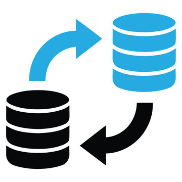 Data synchronization and server transfer icon with synchronization database transfer technology computing information download exchange