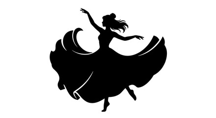 Elegant Silhouette of a Ballerina in Motion, Graceful Dancer Vector Art, Classical Ballet Performance, Feminine Movement, Black and White Graphic © Bablu